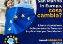 “San Marino verso l’Europa”: terzo appuntamento sulla dimensione individuale