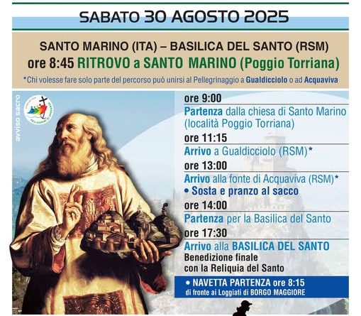 Un cammino in programma sabato 30 agosto per ripercorre i luoghi più significativi della vita del Santo Il pellegrinaggio