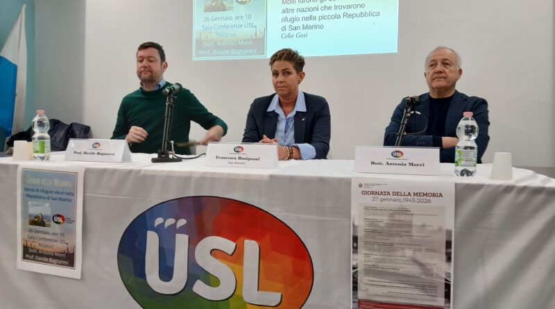 Antonio Morri e Davide Bagnaresi relatori alla conferenza USL su storie di rifugiati ebrei a San Marino. Una bugia diventa meravigliosa quando salva una vita