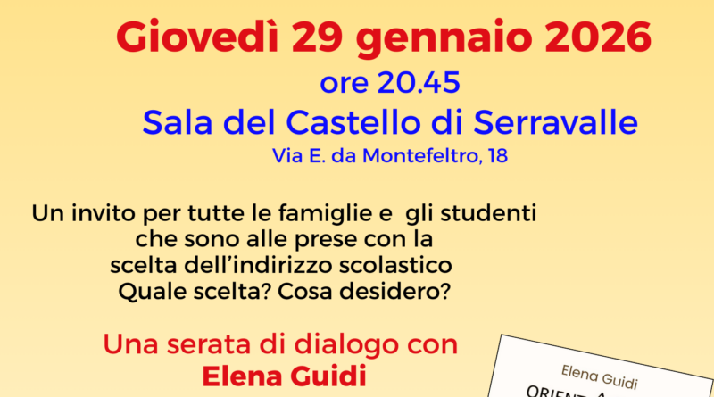 ORIENTARSI – Incontro a Serravalle con: Elena Guidi, insegnante, autrice del libro “Orientarsi – L’arte di trovare il tuo Sole”.