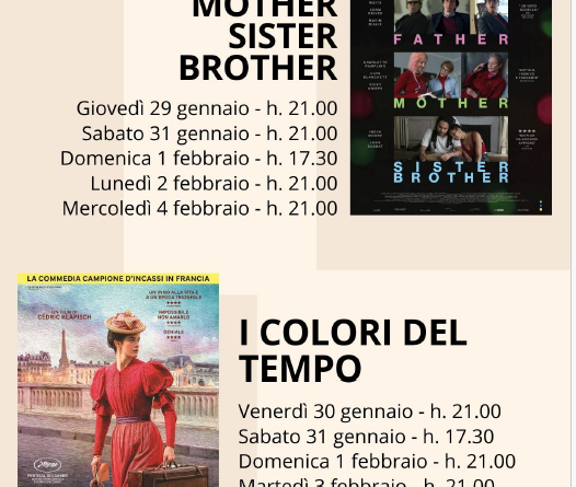 Programmazione del cinema Concordia fino al4 febbraio