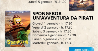 Programmazione al Cinema Concordia fino al 7 gennaio
