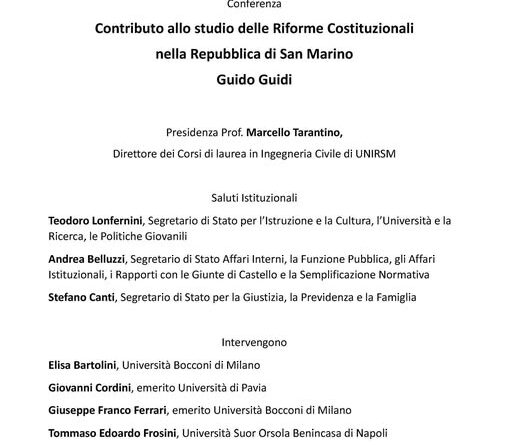 Contributo allo studio delle Riforme Costituzionali nella Repubblica di San Marino