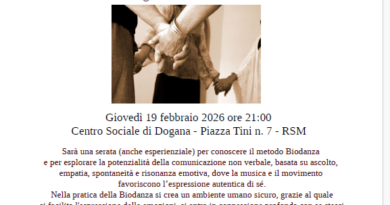 San Marino. Conferenza sulla “Biodanza” al Centro sociale di Dogana