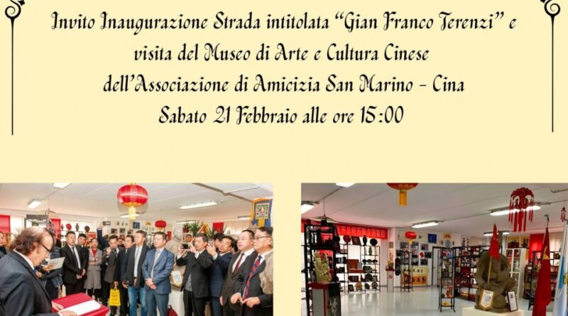 Associazione San Marino-Cina celebra il Capodanno cinese e l’intitolazione di una via a Gianfranco Terenzi