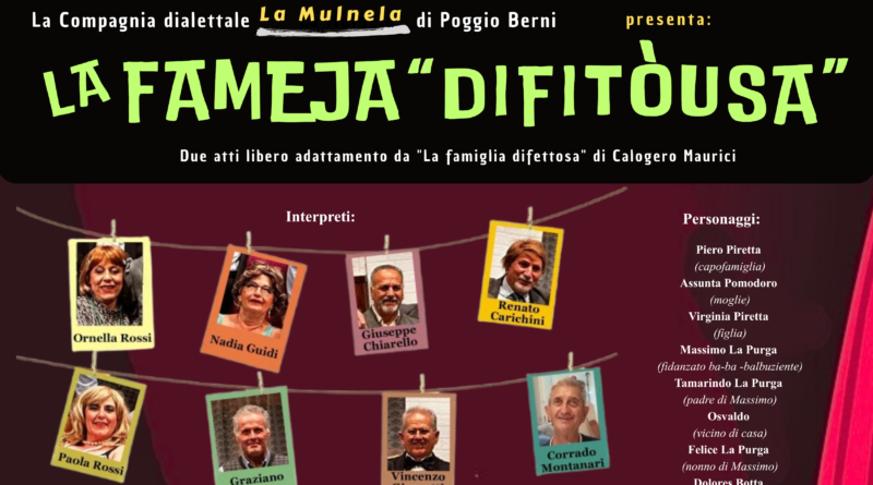 San Marino. Sabato, all’Auditorium Little Tony di Serravalle va in scena: “La fameja difitousa”
