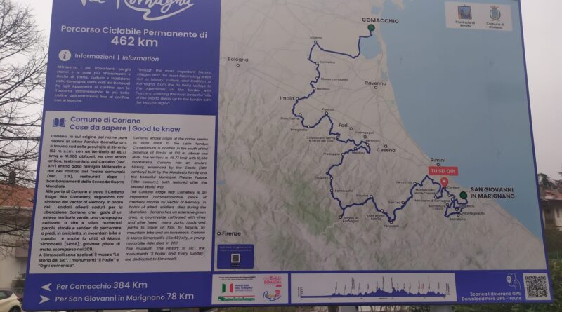 Via Romagna: il percorso cicloturistico attraversa anche il territorio di Coriano