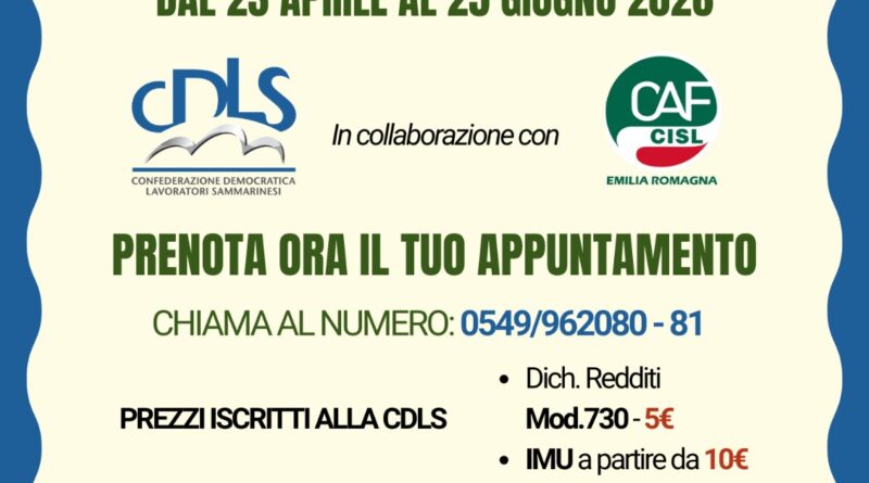 Fisco 2026, a San Marino torna il servizio 730 e Imu della CDLS