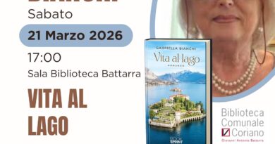 Coriano. Alla Biblioteca Battarra il 21 marzo la presentazione del romanzo “Vita al lago”, tra ricordi, professione e umanità