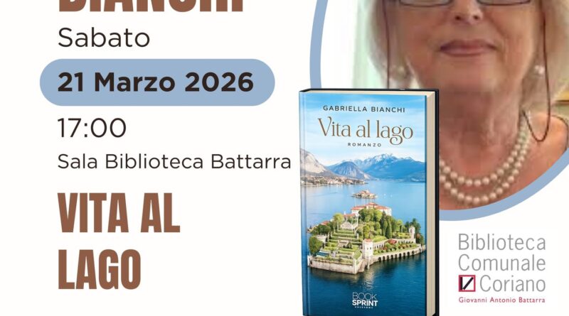 Coriano. Alla Biblioteca Battarra il 21 marzo la presentazione del romanzo “Vita al lago”, tra ricordi, professione e umanità