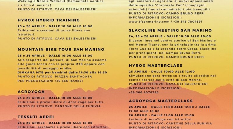 San Marino. Torna Enrgika, l’evento dedicato agli sport all’aria aperta e alle esperienze outdoor