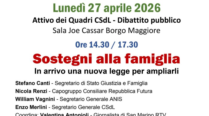 San Marino. La CSDL sul sostegno alla natalità e alla fragilità: il PDL contiene spunti positivi