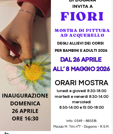 San Marino. Inaugurazione della Mostra di pittura “FIORI” domenica 26 aprile ore 16:30 al Centro Sociale di Dogana