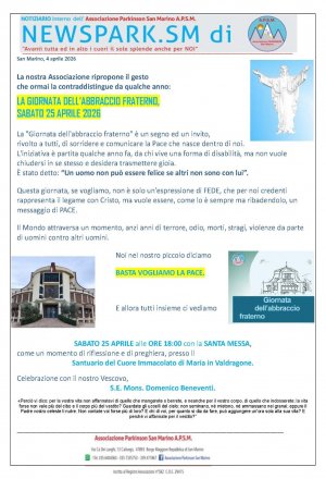 L’Associazione Parkinson San Marino organizza “Abbraccio Fraterno”, Celebrazione con il Vescovo  Beneventi