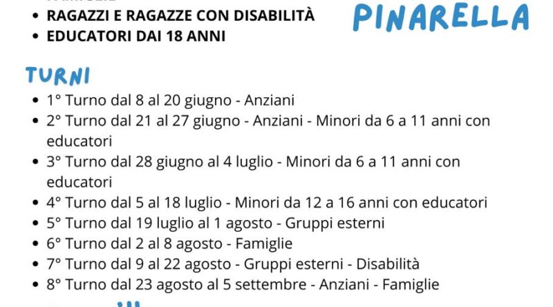 ISS. Al via le iscrizioni per la casa per ferie San Marino a Pinarella di Cervia