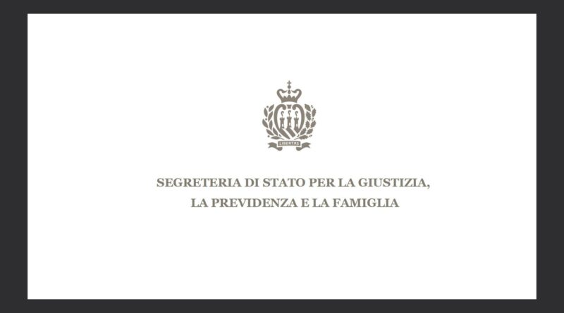 San Marino. Il cordoglio della Segreteria Giustizia per Lamberto Emiliani