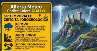 San Marino. Protezione Civile. Allerta Meteo. Codice Colore Giallo per Temporali
