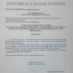 San Marino. La Reggenza decreta il lutto nazionale per la giornata di lunedì 1° giugno.