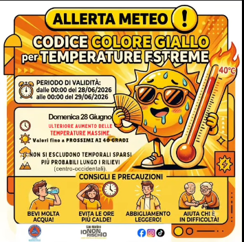 San Marino. Unione Volontari Protezione Civile: Allerta Meteo codice giallo per temperature estreme