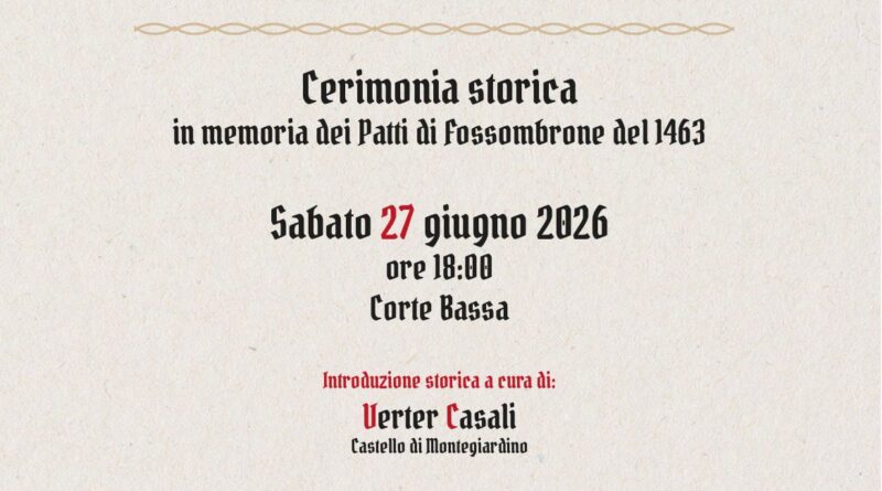 Montegiardino e Fossombrone rinnovano il Patto di Amicizia nel segno della storia e della comuna identità