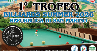 Nel weekend il 1° Trofeo Billiards Summer 2026, attesi i migliori giocatori di biliardo