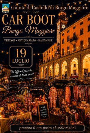 San Marino. Torna a Borgo Maggiore: Car Boot di sera