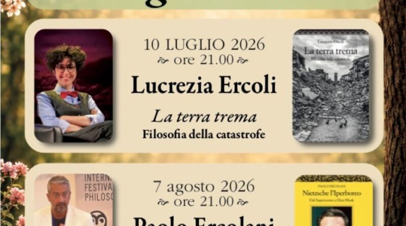 Al via “La Filosofia in giardino”: due grandi appuntamenti culturali estivi sulla Terrazza di Piazza Mazzini a San Clemente
