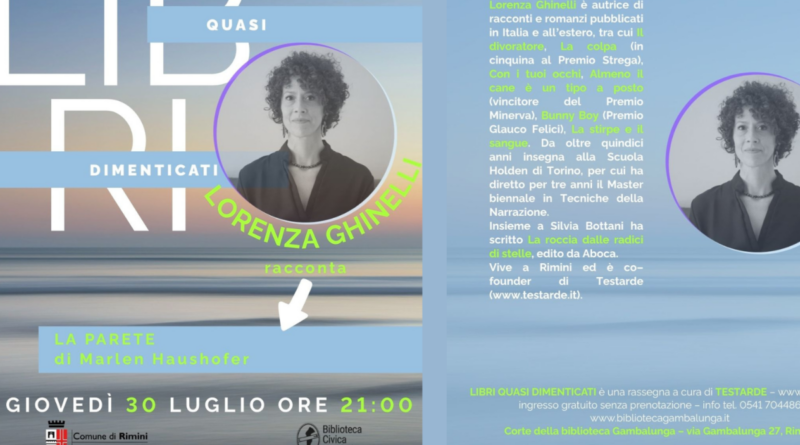 Lorenza Ghinelli racconta “La parete” di Marlen Haushofer, alla Gambalunga, il 30 luglio