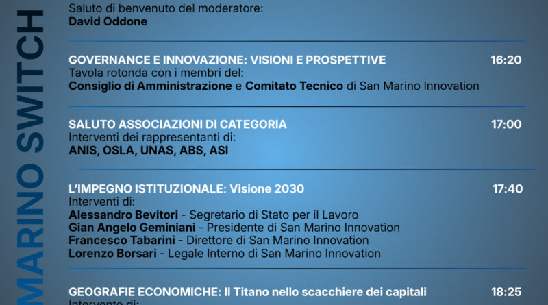 SWITCH ON: San Marino si accende, la nuova architettura tecnologica del Titano. Debutto il 7 luglio a Domagnano