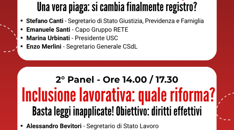 CSdL, una giornata di confronto su lavoro, previdenza e inclusione