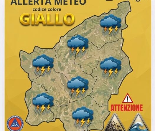 San Marino. Unione Volontari Protezione Civile. Allerta Meteo Colore Giallo per Temporali