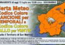 San Marino. Unione Volontari Protezione Civile. Allerta colore Arancione per temporali. Colore Giallo per Vento