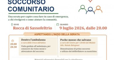 “Soccorso Comunitario”: giovedì 9 luglio a Sassofeltrio una serata per capire cosa fare in caso di emergenza