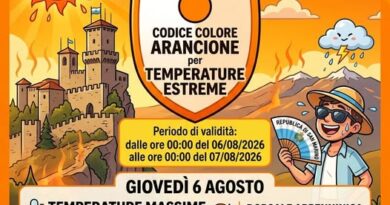 Unione Volontariato Protezione Civile San Marino. Allerta meteo codice colore Arancione per temperature estreme