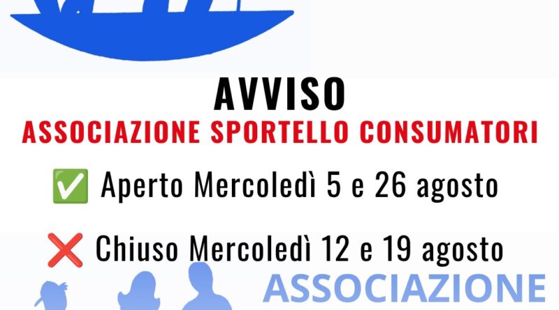 Pausa di Ferragosto per lo Sportello Consumatori: stop alle consulenze legali