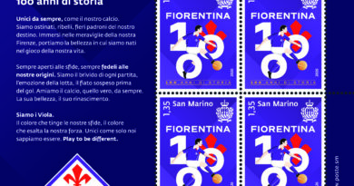 Poste San Marino celebra il centenario della Fiorentina con un’emissione filatelica dedicata