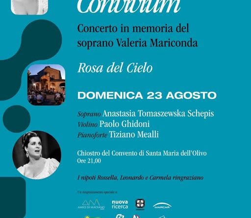 Maciano Convivium al Chiostro del Convento di Santa Maria degli Oliva, domenica 23 agosto, ore 21