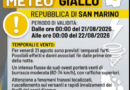 Unione Protezione Civile San Marino. Allerta meteo Codice Colore giallo per temporali e vento