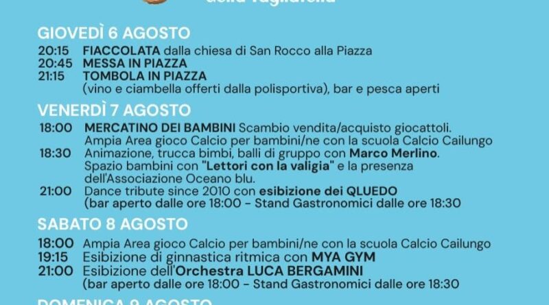 San Marino. Torna la tradizione a Cailungo con la Festa di San Rocco e la famosa sagra della tagliatella