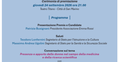 San Marino. “Donne che cambiano il mondo”. Premio Internazionale Emma Rossi: cerimonia conclusiva giovedì 24 settembre