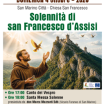 Solennità di San Francesco d’Assisi. Celebrazione a San Marino Città, domenica 4 ottobre 2026 – Chiesa San Francesco