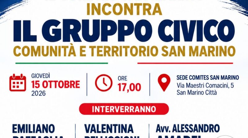 Il Comites San Marino incontra Comunità e Territorio giovedì prossimo alle 17 (Foto notizia)