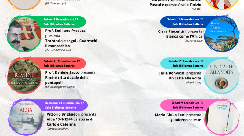 Coriano, torna “Incontri con l’autore”: da ottobre a marzo libri, storie e voci nella Biblioteca Battarra