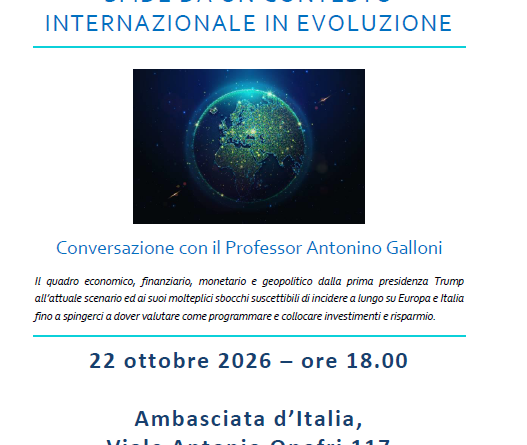 Le sfide economiche e geopolitiche nella conferenza del professor Galloni, ospite dell’Ambasciata d’Italia a San Marino il 22 ottobre