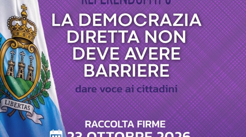 San Marino. I CapiFamiglia per una democrazia senza barriere: meno firme per il referendum, più sovranità